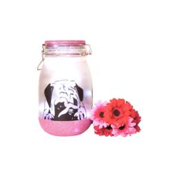 Large Personalised Pug Night Light Jar, Memorial, Lovers Gift - thumbnail 2
