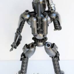 Fet Soldier Scrap Metal Sculpture, Handmade Recycled Steel Art, Unique Valentine Gift For Him - thumbnail 4