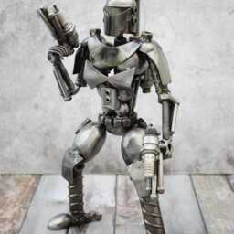 Fet Soldier Scrap Metal Sculpture, Handmade Recycled Steel Art, Unique Valentine Gift For Him - thumbnail 3