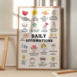 Daily Affirmations For Kids Quote Art Canvas Poster, Classroom Quotes, Children's Room Aesthetic Decor, Printed Gift - thumbnail 3