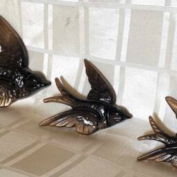 Handmade Ombre Flying Swallow Wall Decor - Black & Gold, Set Of 3 - thumbnail 4