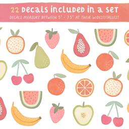 Fruit Wall Decals - Nursery Decor, Watercolor Art, Kids Decal, Reusable & Removable Stickers - thumbnail 2