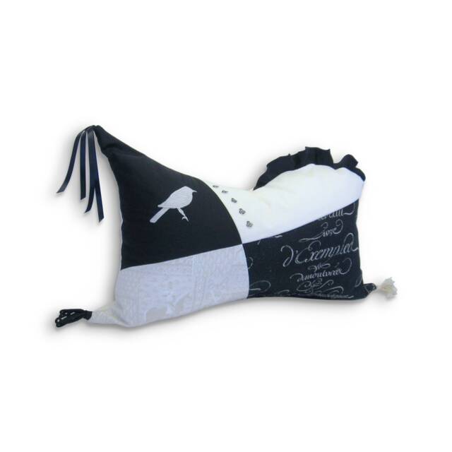 Asymmetric Rectangle Pillow - Medieval Knight, Bird Embroidery - image 1