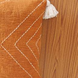Rust Orange Boho Throw Pillow Cover Handmade Indian Cotton, 16x16 - thumbnail 3