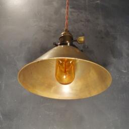 Industrial Lighting - Brass Cone Pendant Lamp Vintage Hanging Light Steampunk Retro Swag Cafe Antique - thumbnail 2