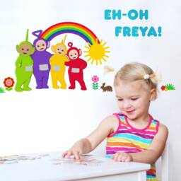 Personalised Teletubbies With Rainbow Wall Sticker, Decal - thumbnail 2