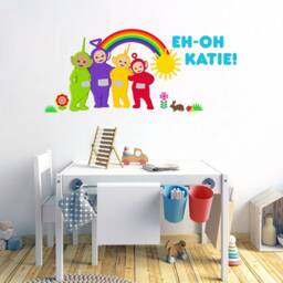 Personalised Teletubbies With Rainbow Wall Sticker, Decal - thumbnail 3