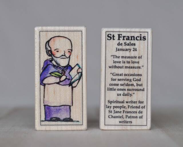 st Francis De Sales Patron Saint Block With Gift Bag // Of Writers Catholic Toys By Almondrod - image 1