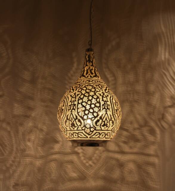 Handmade Oriental Lamp, Moroccan Brass Pendant Light, Hanging Gold Lampshade, Home Decor Lighting & Ceiling Light - image 1