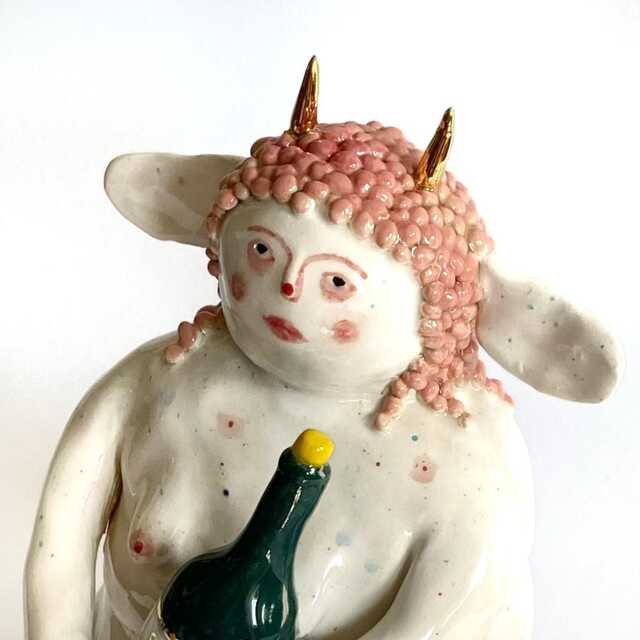 Decorative Female Figurine, Spiritual Lesbian Wedding Gift, Deities & Demigods, Folklore Decor, Devil Girl, Witchy Decor - image 1