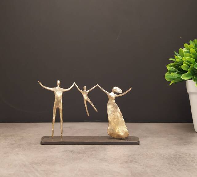 Handmade Bronze Sculpture Family Time - With Boy - image 1