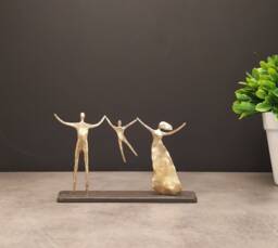 Handmade Bronze Sculpture Family Time - With Boy - thumbnail 1