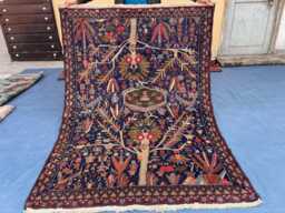 Handmade Wool Weave Wall Hanging Rug, Geometric Garden Trees Design Floral Decorative 4.6x6.2 Ft