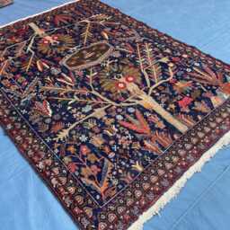 Handmade Wool Weave Wall Hanging Rug, Geometric Garden Trees Design Floral Decorative 4.6x6.2 Ft - thumbnail 4