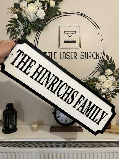 The Surname Family - Street Sign 3D Look Personalised Wall Mount Mdf Home Decor Gift Birthday Wedding Christmas - image 1