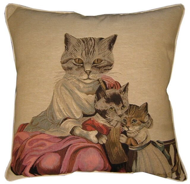 Susan Herbert Family Of Cats Tapestry Cushion Cover Sham - image 1