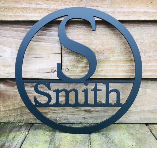 28 Inch Circle Monogram With Last Name, Metal Wall Art, Inch Personalized Sign - image 1