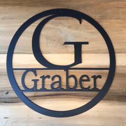 28 Inch Circle Monogram With Last Name, Metal Wall Art, Inch Personalized Sign - thumbnail 3