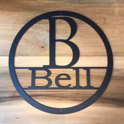 28 Inch Circle Monogram With Last Name, Metal Wall Art, Inch Personalized Sign - thumbnail 2