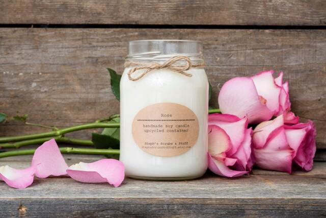 Rose Candle, Soy Wax Scented Unique Candles, Romantic Gift, Mothers Day Gift For Mom - image 1