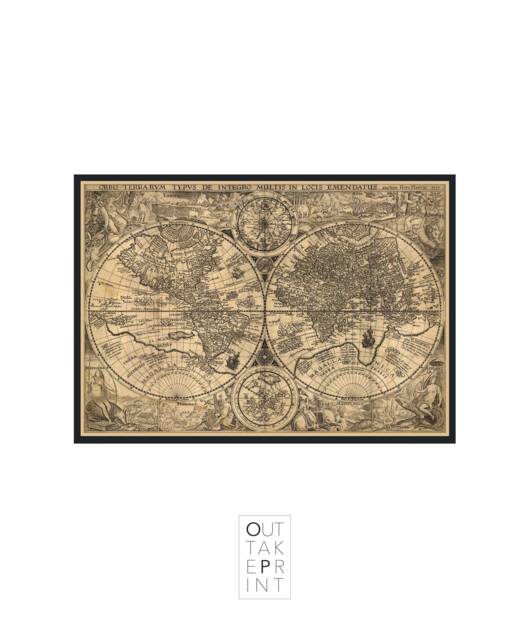 1594 World Map Print - Framed Orbis Terrarum Art - image 1
