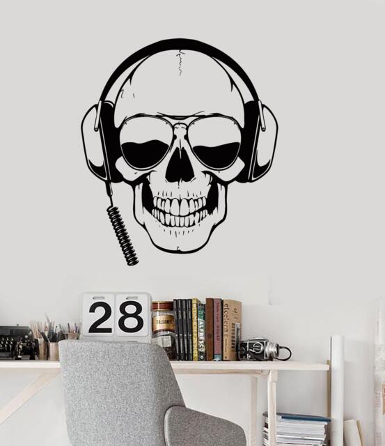 Wall Vinyl Decal Skull Scary Music Sun Glasses Funny Guaranteed Quality 2204Di - image 1