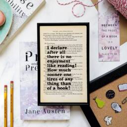 Pride & Prejudice Print - Jane Austen Wall Art No Enjoyment Like Reading Literary Gift Book Lover Bookworm Books - thumbnail 2