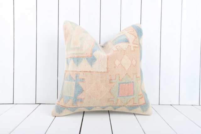 16x16 Turkish Kilim Pillow Vintage Bohemian Cushion Cover - image 1