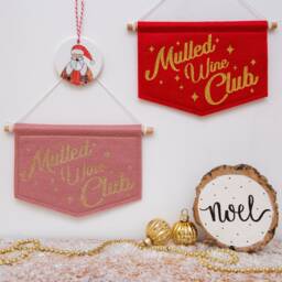 Mulled Wine Club Glittery Christmas Wall Banner Flag Decoration