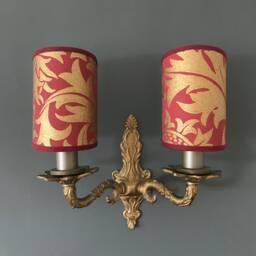 William Morris Thistle Claret - Handmade, Candle Clip Half Shield Lampshade For Wall Lights