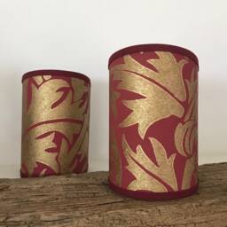 William Morris Thistle Claret - Handmade, Candle Clip Half Shield Lampshade For Wall Lights - thumbnail 3