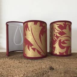 William Morris Thistle Claret - Handmade, Candle Clip Half Shield Lampshade For Wall Lights - thumbnail 2