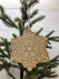 Boho Christmas Ornament, Style Wooden Decor, Natural Wood Bohemian Home Tree Holiday Decoration