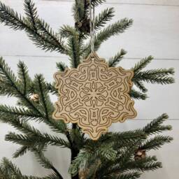 Boho Christmas Ornament, Style Wooden Decor, Natural Wood Bohemian Home Tree Holiday Decoration - thumbnail 2