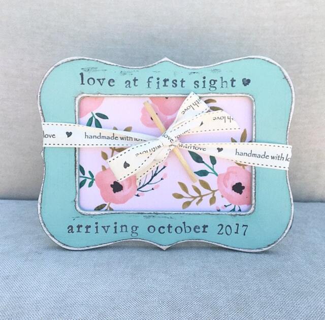 Personalized New Baby Picture Frame Hand Stamped 4x6 Frame - image 1