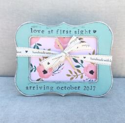 Personalized New Baby Picture Frame Hand Stamped 4x6 Frame - thumbnail 1
