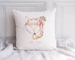 Personalised Floral Fox Cushion, Woodland Nursery Decor, Baby Girl Gift - thumbnail 1