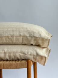 striped Neutral Linen Pillow Case Farmhouse Boho Decor - thumbnail 1