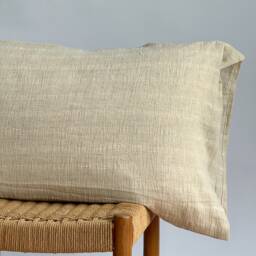 striped Neutral Linen Pillow Case Farmhouse Boho Decor - thumbnail 2