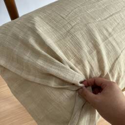 striped Neutral Linen Pillow Case Farmhouse Boho Decor - thumbnail 4
