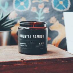 Oriental Bamboo Soy Wax Candle in Amber Glass Jar - thumbnail 2