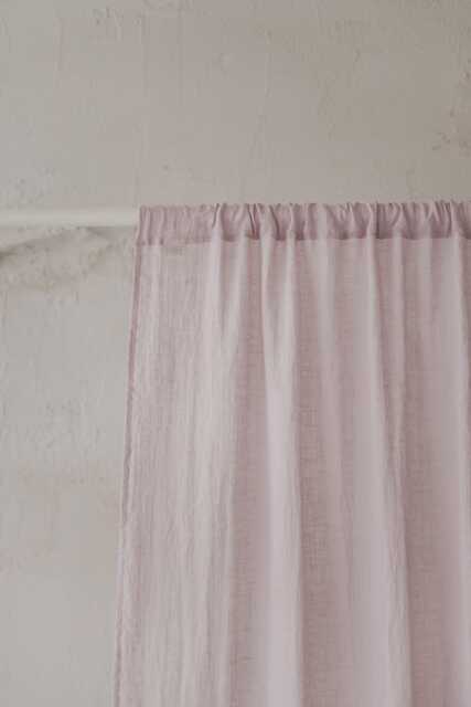Light Lilac Linen Sheer Curtain, Soft Window Panel For Gentle Light, Handmade Minimalist Drapes Bedroom, Living Room, Kitchen Decor - image 1