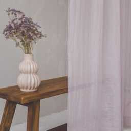 Light Lilac Linen Sheer Curtain, Soft Window Panel For Gentle Light, Handmade Minimalist Drapes Bedroom, Living Room, Kitchen Decor - thumbnail 3