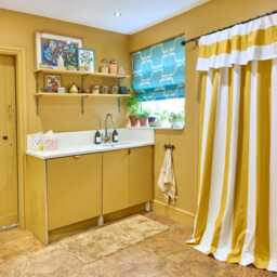 Handmade Ochre Stripe Cotton Curtain - Custom Size Flop Over Panel - thumbnail 2