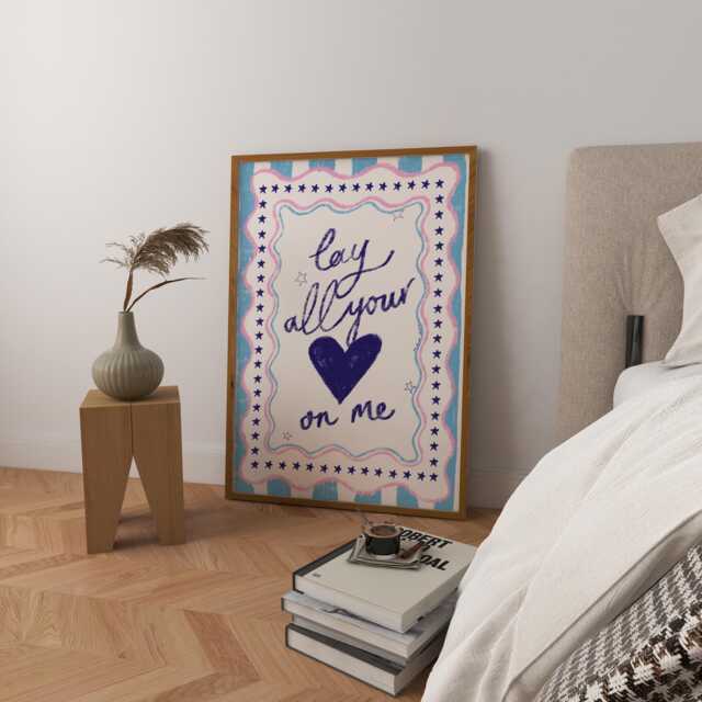 Lay All Your Love On Me Art Print, Hand-Drawn Heart Illustration - image 1