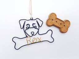 Wire Rottweiler Ornament, Personalized Dog Bone Christmas Gift