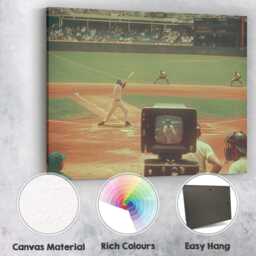 Retro Baseball Match Television Broadcast Sports Photography Canvas Wall Art Print Decor Picture Ready To Hang - thumbnail 2