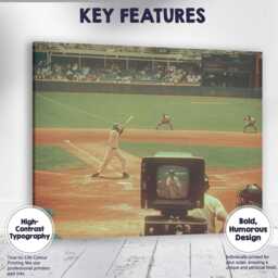 Retro Baseball Match Television Broadcast Sports Photography Canvas Wall Art Print Decor Picture Ready To Hang - thumbnail 1