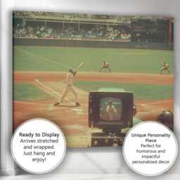 Retro Baseball Match Television Broadcast Sports Photography Canvas Wall Art Print Decor Picture Ready To Hang - thumbnail 3