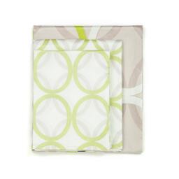 Sateen Beige With Green, Brown, White Rings 4 Pcs Sheet Set